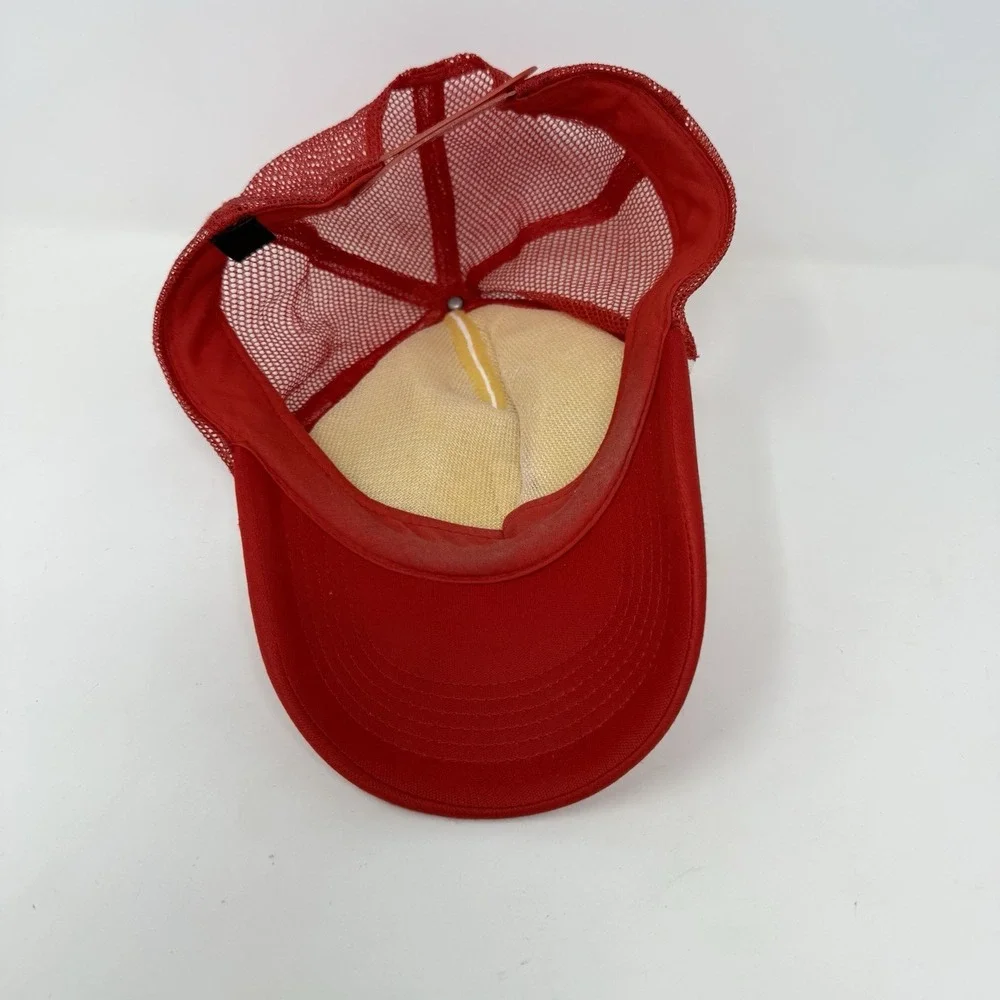 AMERICAN FLAG PEACE SIGN TRUCKER‎ HAT WITH PATCHES SNAP BACK RED MESH BACK OSFM